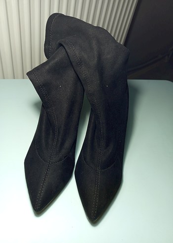 37 Beden Siyah Süet Stiletto Topuklu Kadın çorap bot