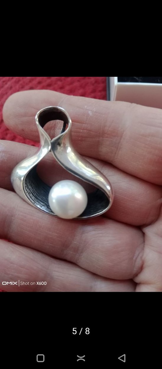 925 ayar gümüş gerçek incili kolye ucu. hiç kullanılmadı - Görsel 5