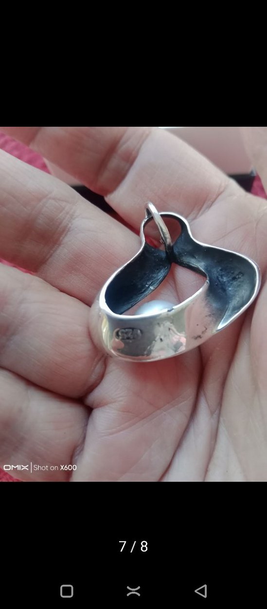 925 ayar gümüş gerçek incili kolye ucu. hiç kullanılmadı - Görsel 3