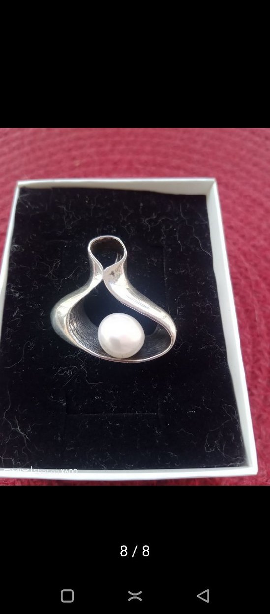 925 ayar gümüş gerçek incili kolye ucu. hiç kullanılmadı - Görsel 2