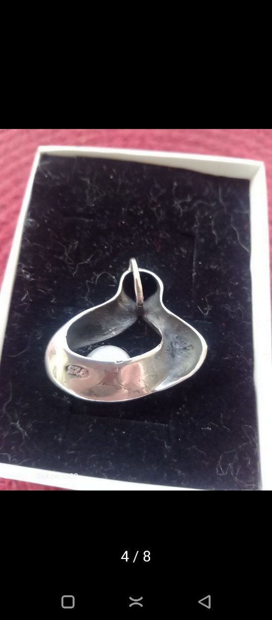 925 ayar gümüş gerçek incili kolye ucu. hiç kullanılmadı - Görsel 4