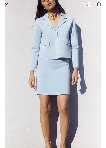 Zara Mavi Triko Hırka Ceket - Görsel 5