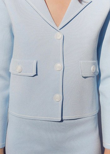 Zara Mavi Triko Hırka Ceket - Görsel 6