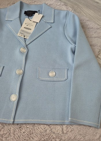 Zara Mavi Triko Hırka Ceket - Görsel 8