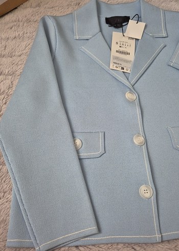 Zara Mavi Triko Hırka Ceket - Görsel 7