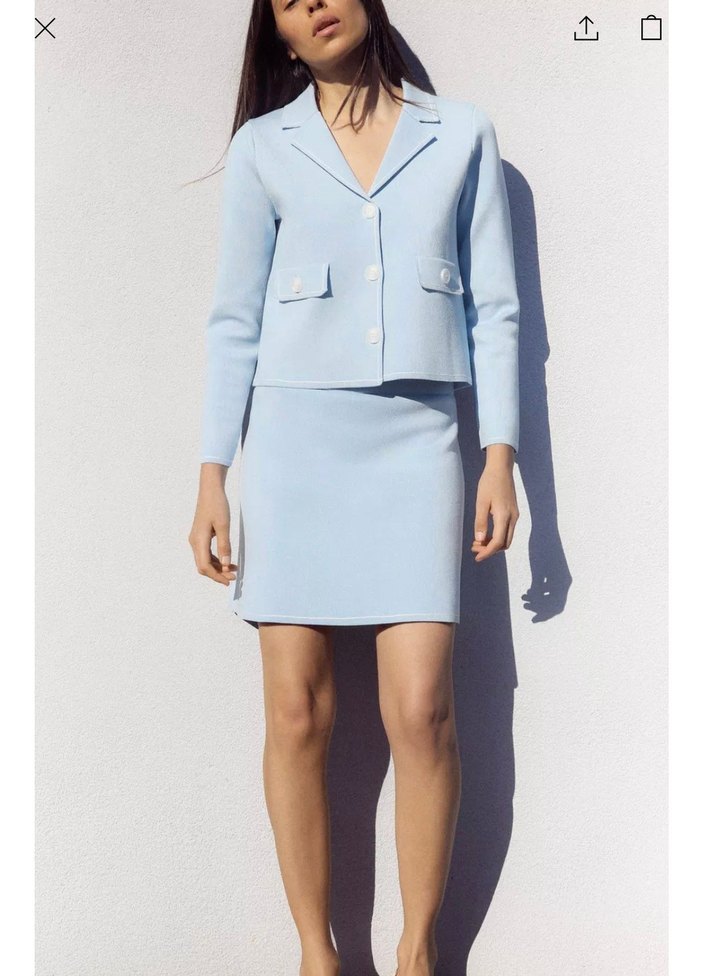 Zara Mavi Triko Hırka Ceket - Görsel 5