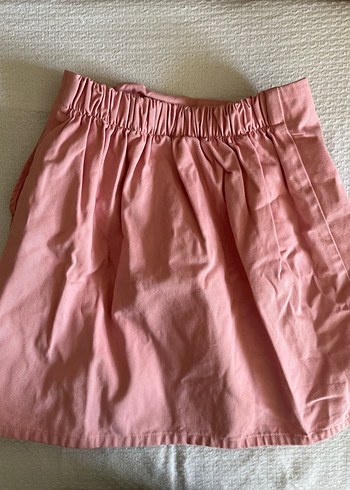 Pembe Midi Keten Pilili Etek - Görsel 2