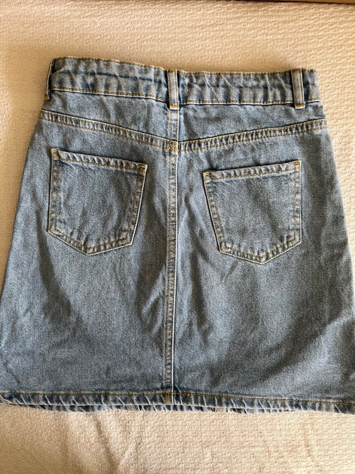 Yırtık Detaylı Kot Midi Etek - Görsel 2