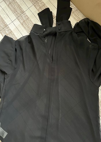 Drapeli Siyah Gotik Kadın Bluz - Görsel 3