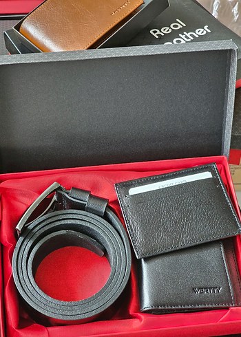 Hakiki Deri Erkek Cüzdan - Kemer - Kartlık Seti - Görsel 3