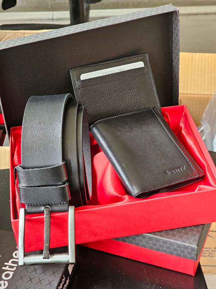 Hakiki Deri Erkek Cüzdan - Kemer - Kartlık Seti - Görsel 4