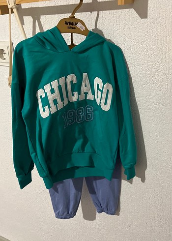 Erkek Çocuk Yeşil Baskılı Sweatshirt takım
