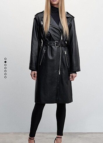 Yeni etiketli mango deri trençkot 2023 sezon  - Görsel 5