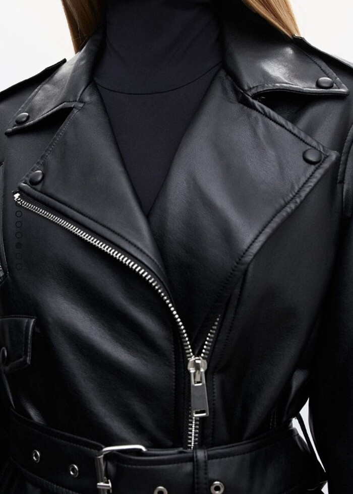 Yeni etiketli mango deri trençkot 2023 sezon  - Görsel 4