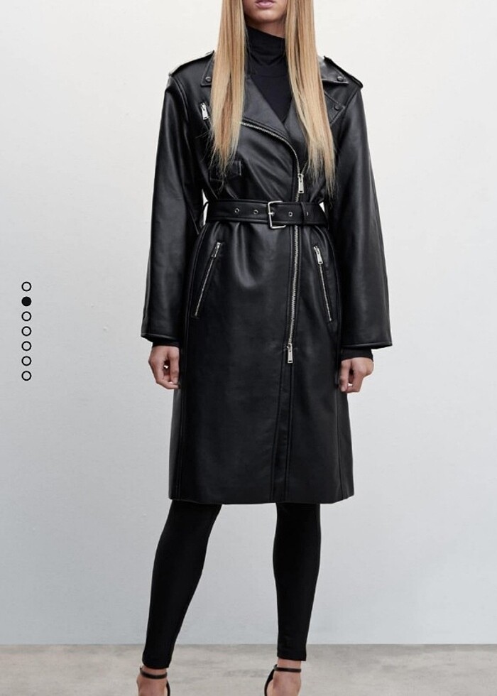 Yeni etiketli mango deri trençkot 2023 sezon  - Görsel 5