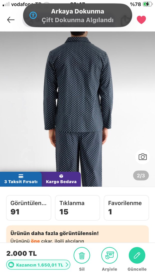 Gri Puantiyeli Erkek Pijama Takımı - Görsel 2