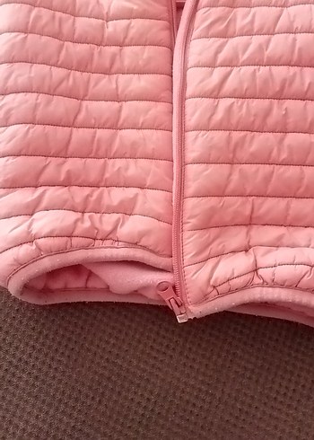 Kız Çocuk Pembe Kapüşonlu Fermuarlı Mont - Görsel 3