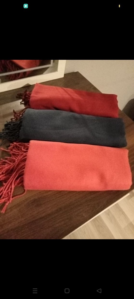 Kadın Bohem Tarz Kırmızı Yün Püsküllü Şal - Görsel 2