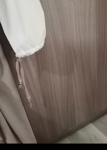 Bej Uzun Kollu Salaş Uzun Elbise - Görsel 5