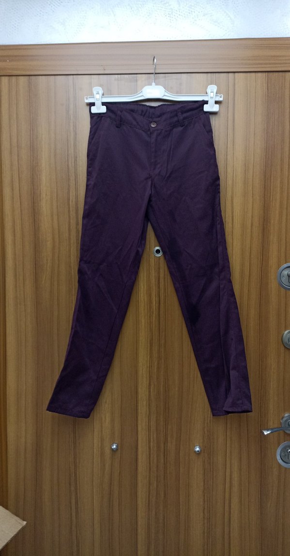 Bordo Midi Kadın Kumaş Pantolon - Görsel 3