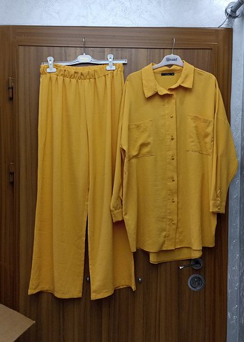 Sarı Uzun Kollu Rahat Kesim Kadın Takım - Görsel 2