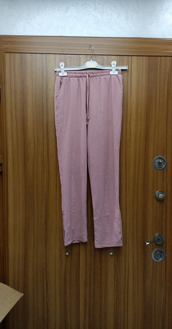 çocuk Pudra Rengi Rahat Kesim Kumaş Pantolon - Görsel 2