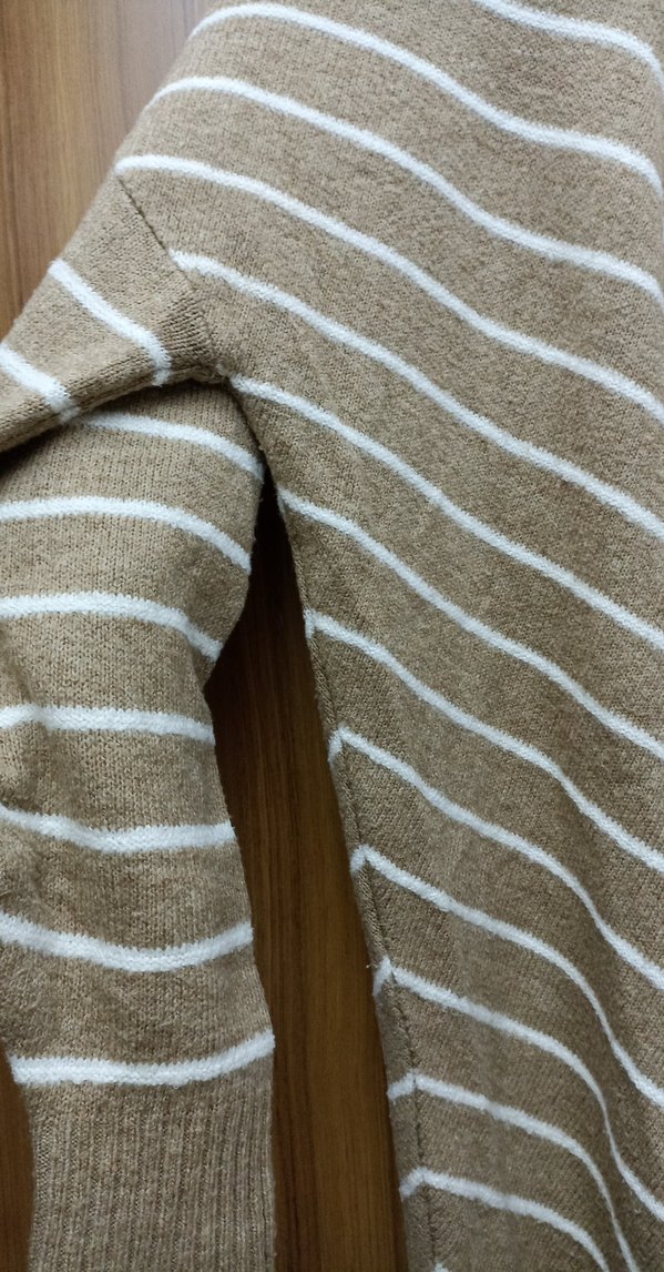 Çizgili Uzun Kahverengi Triko Kazak - Görsel 3
