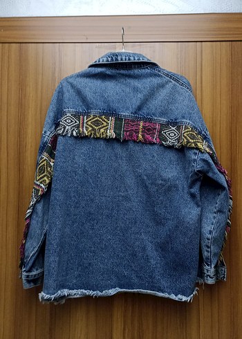 Düğmeli Bohem Kadın Kot Ceket - Görsel 3