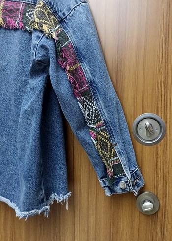 Düğmeli Bohem Kadın Kot Ceket - Görsel 4