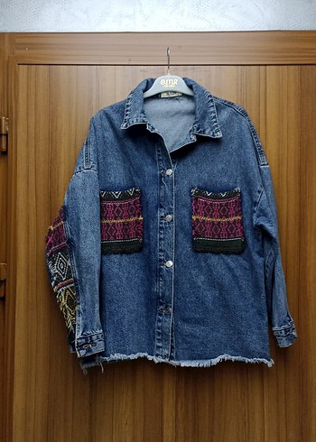 Düğmeli Bohem Kadın Kot Ceket - Görsel 2