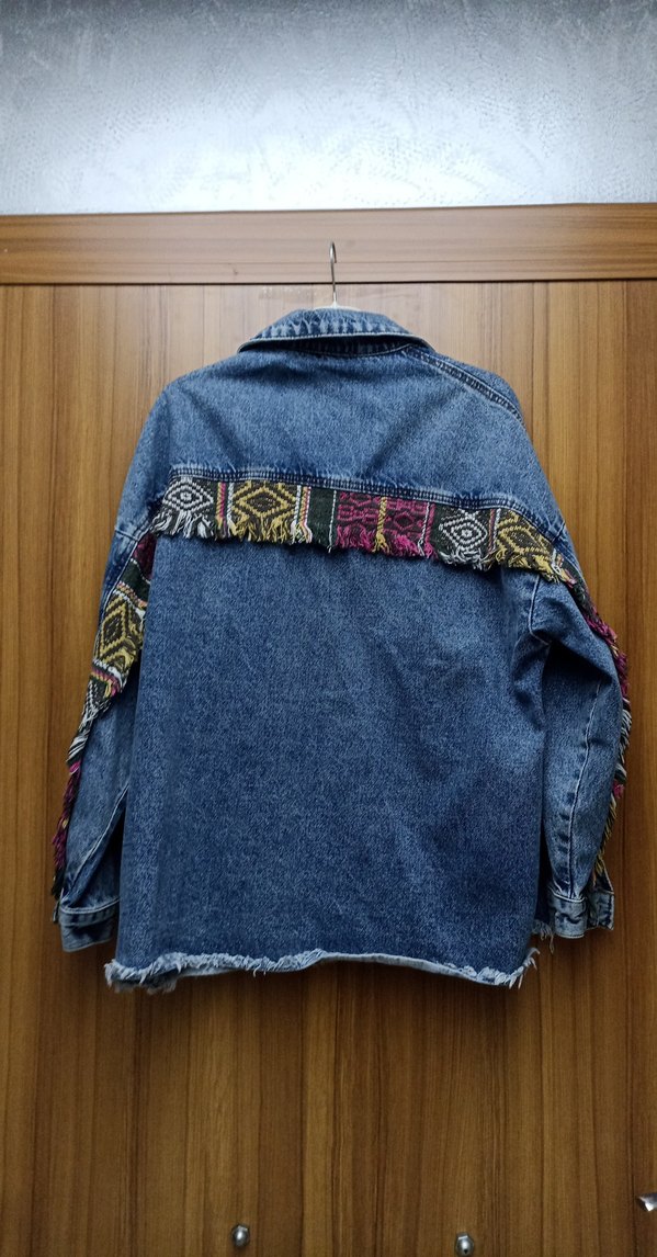 Düğmeli Bohem Kadın Kot Ceket - Görsel 3