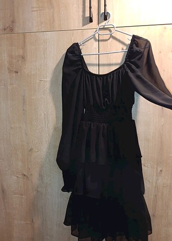 Siyah Midi Uzun Kollu Gotik Elbise - Görsel 3