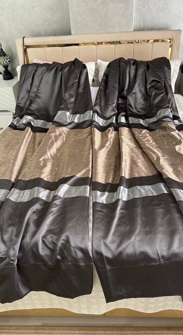 Koyu Kahverengi Çağdaş Düz Fon Perde - Görsel 3