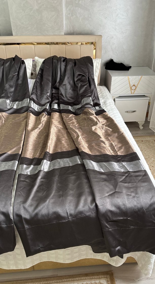 Koyu Kahverengi Çağdaş Düz Fon Perde - Görsel 2