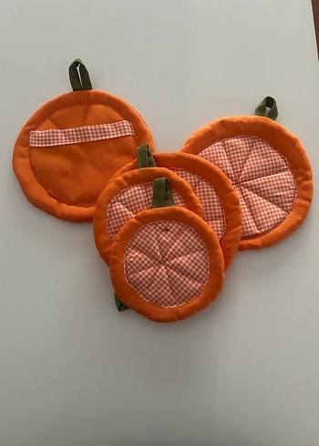 Turuncu Nakışlı Fırın Eldiveni ve Tutacak Seti - Görsel 6