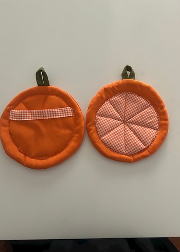 Turuncu Nakışlı Fırın Eldiveni ve Tutacak Seti - Görsel 5