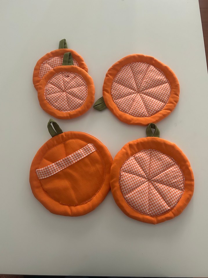 Turuncu Nakışlı Fırın Eldiveni ve Tutacak Seti - Görsel 3