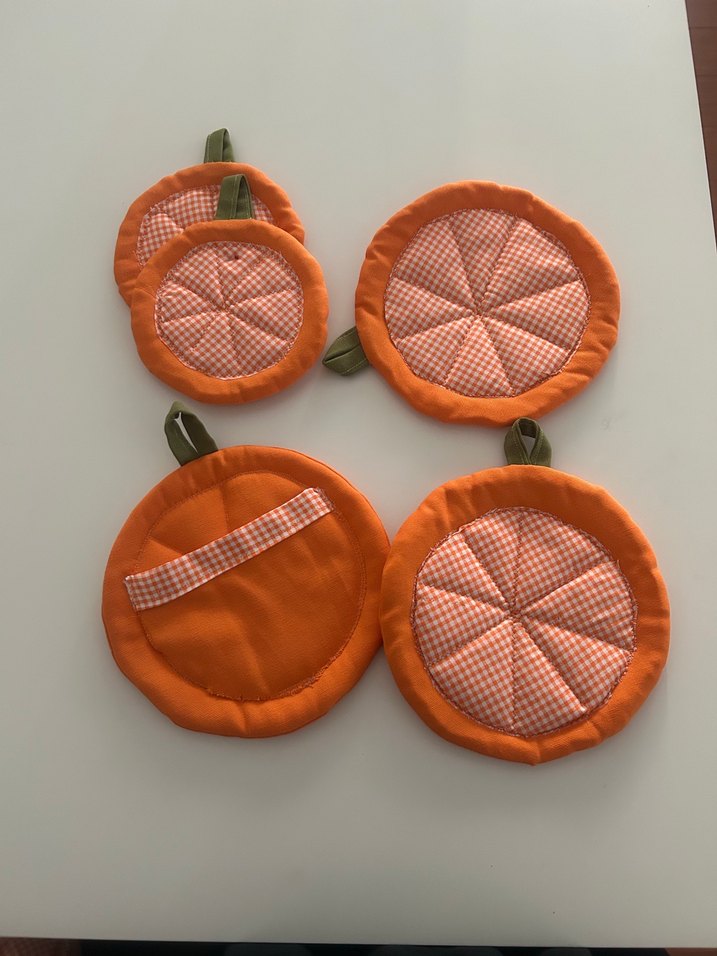 Turuncu Nakışlı Fırın Eldiveni ve Tutacak Seti - Görsel 4