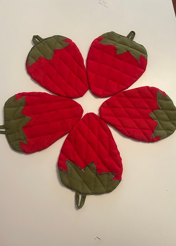 Nakışlı Kırmızı Çilek Desenli Fırın Eldiveni - Görsel 5