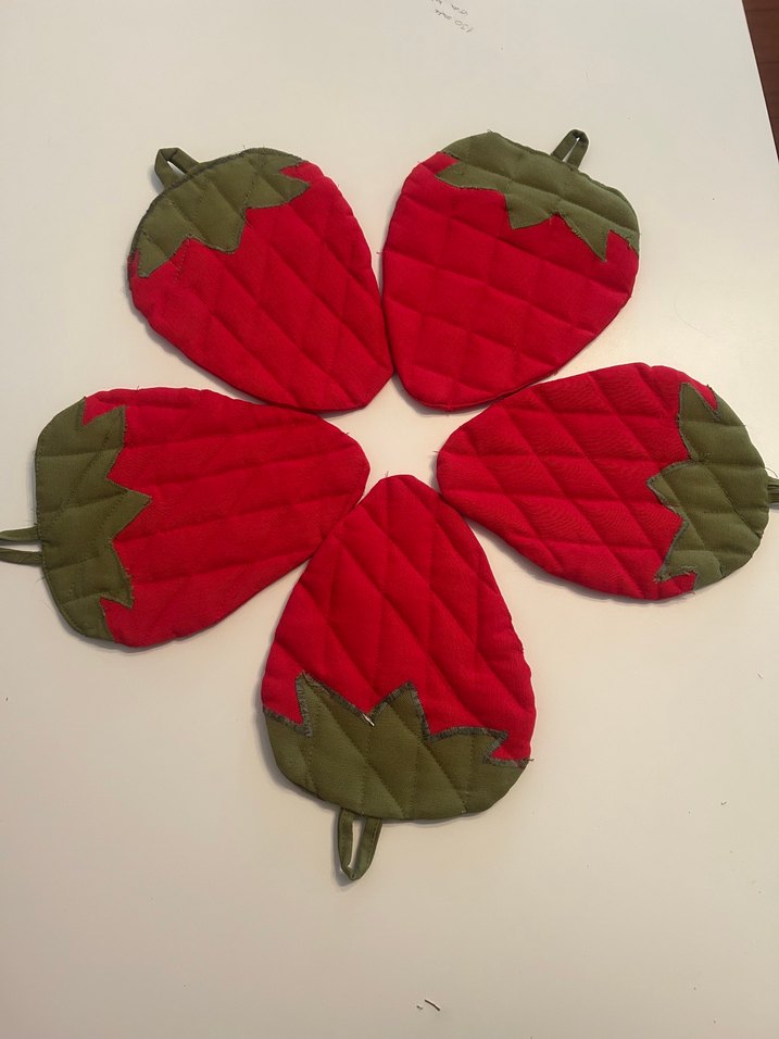 Nakışlı Kırmızı Çilek Desenli Fırın Eldiveni - Görsel 5