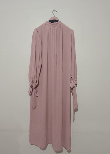 Pudra Uzun Drapeli Kadın Elbise - Görsel 2