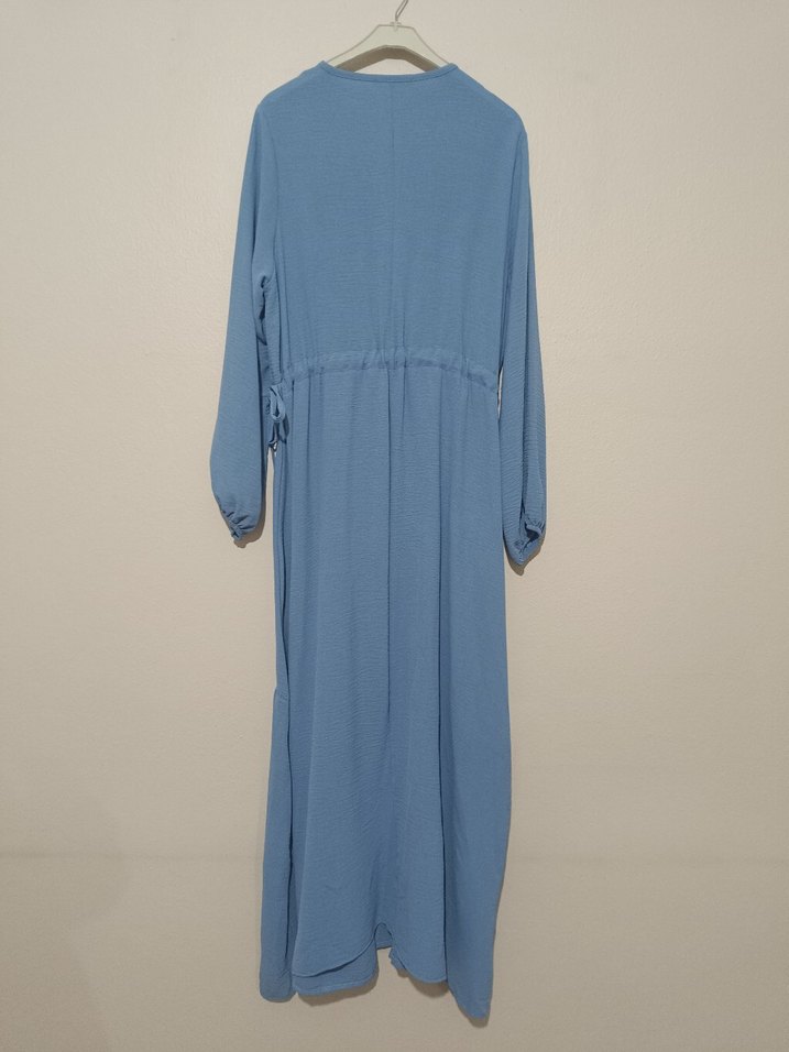 Uzun Mavi Bohem Salaş Elbise - Görsel 3