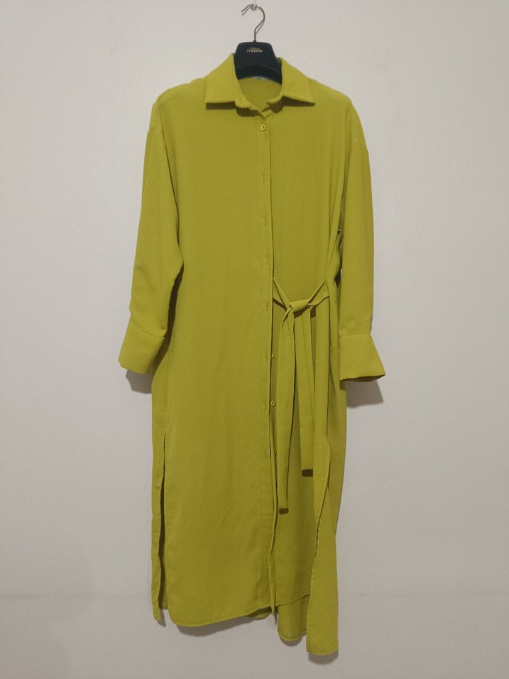 Sarı (Yağ yeşili) Uzun Kollu Kadın Tunik - Görsel 2