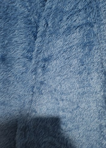 Mavi Uzun Peluş Kadın Hırka - Görsel 3