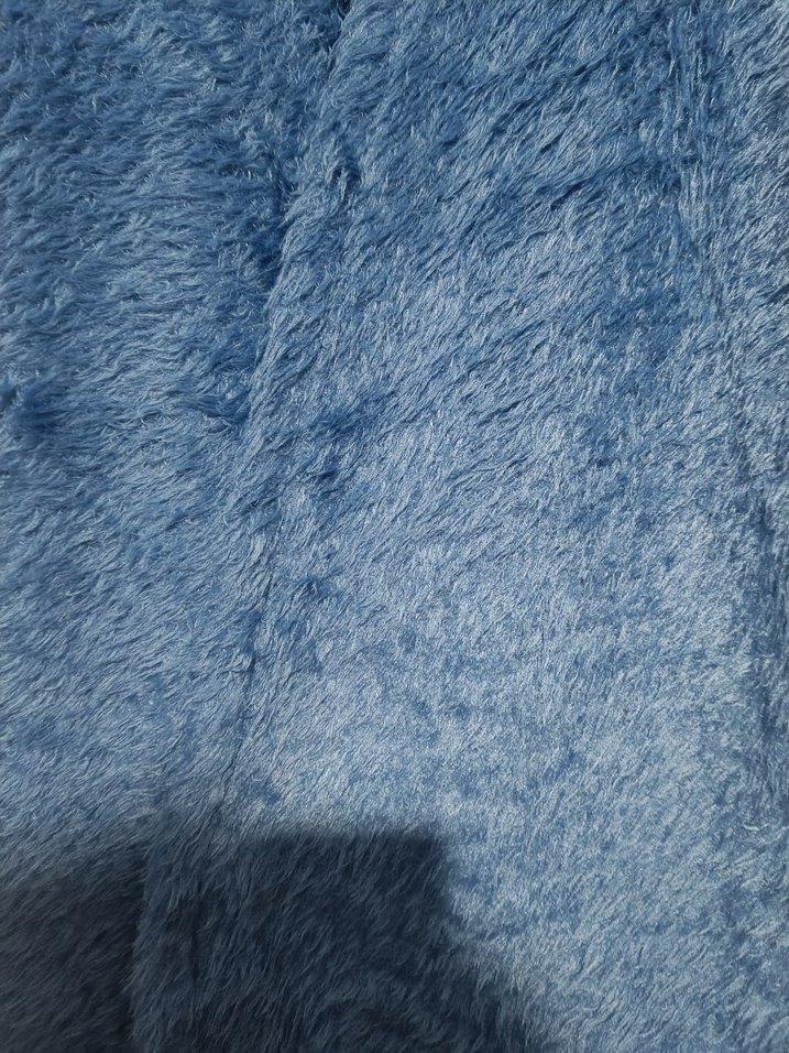 Mavi Uzun Peluş Kadın Hırka - Görsel 3
