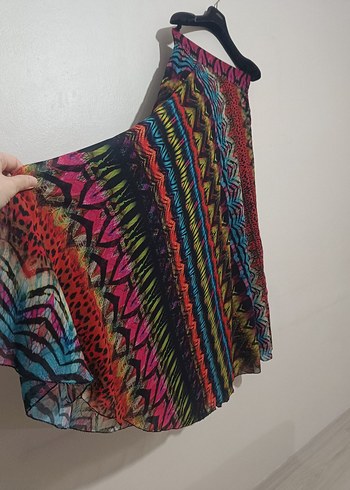 Uzun Çok Renkli Bohem Desenli Etek - Görsel 3