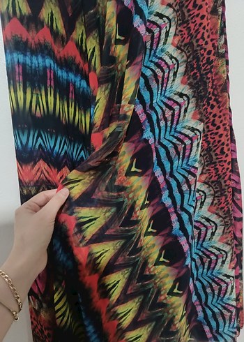 Uzun Çok Renkli Bohem Desenli Etek - Görsel 5