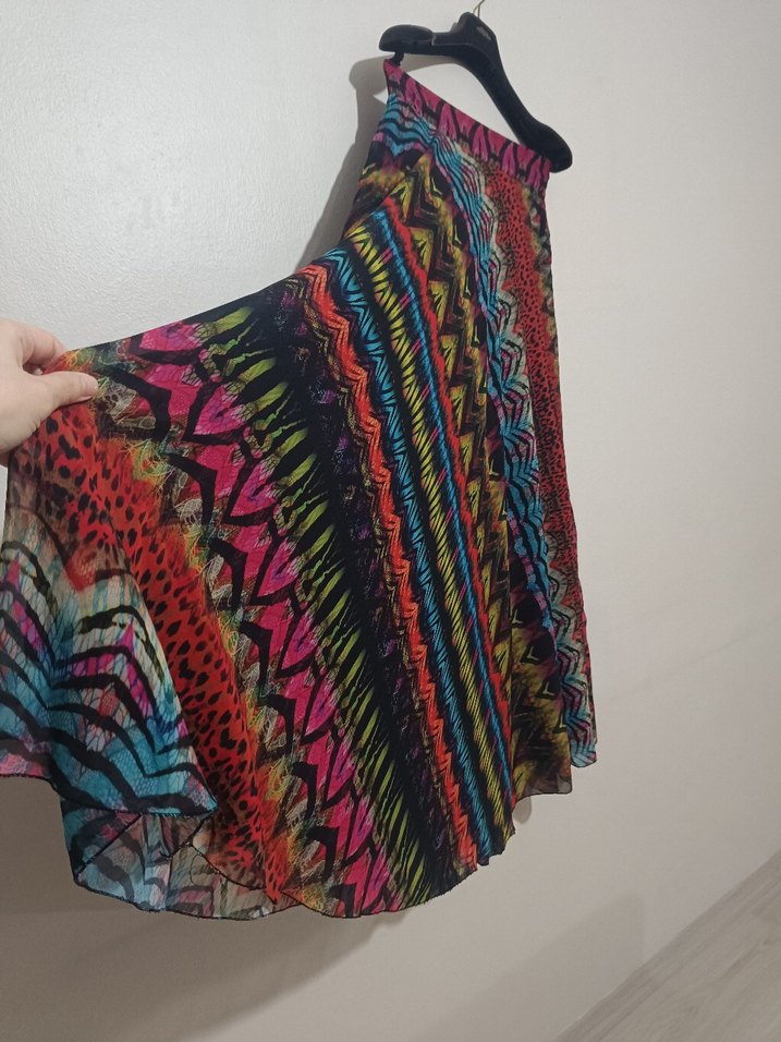 Uzun Çok Renkli Bohem Desenli Etek - Görsel 3