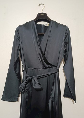 Uzun Siyah Tesettür Kadın Elbise - Görsel 4