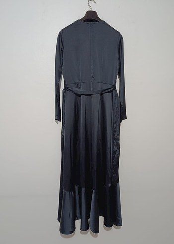 Uzun Siyah Tesettür Kadın Elbise - Görsel 5